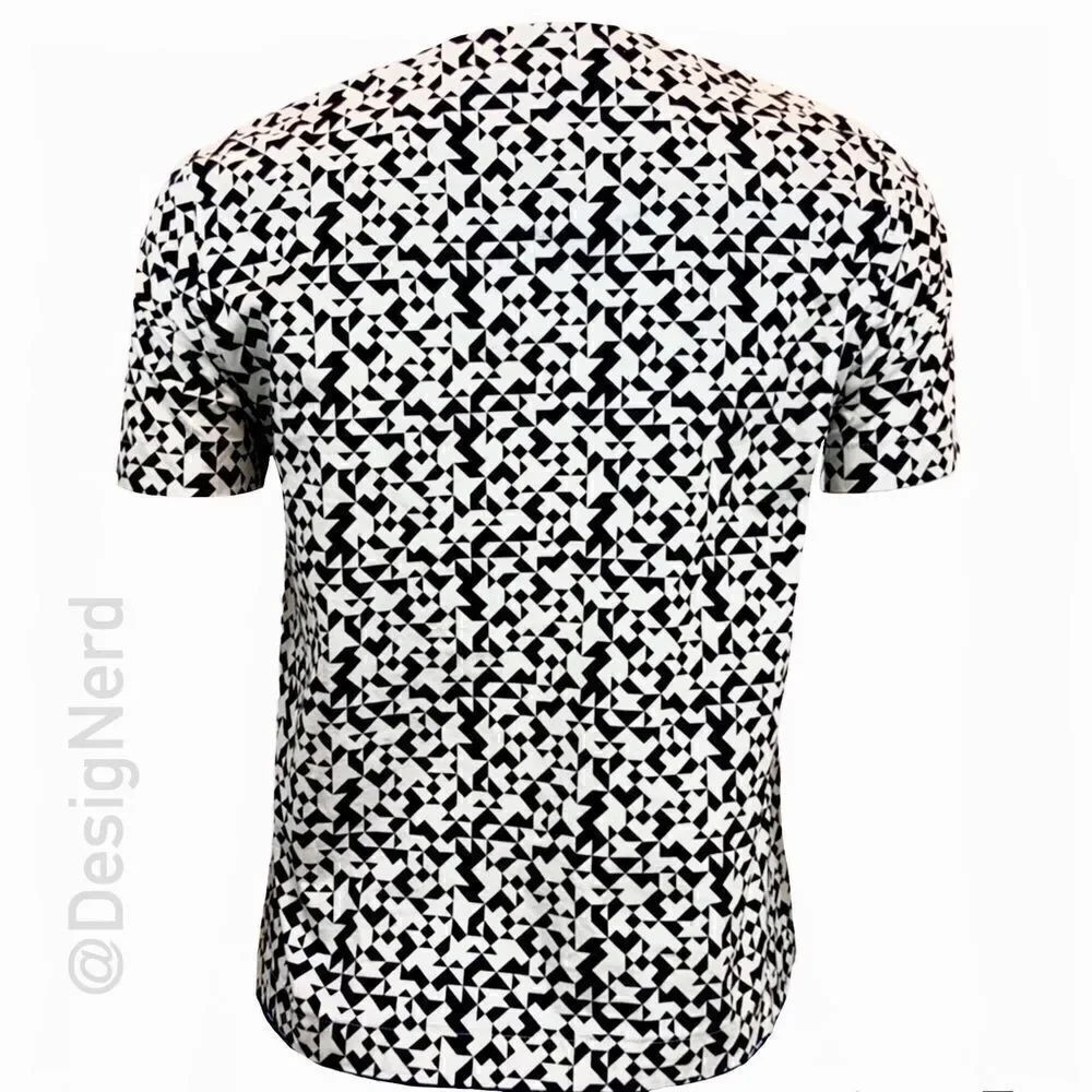 KATE SPADE FOLD OVER TOP IN TINY QUILT PRINT BLACK & WHITE XS COTTON POPLIN